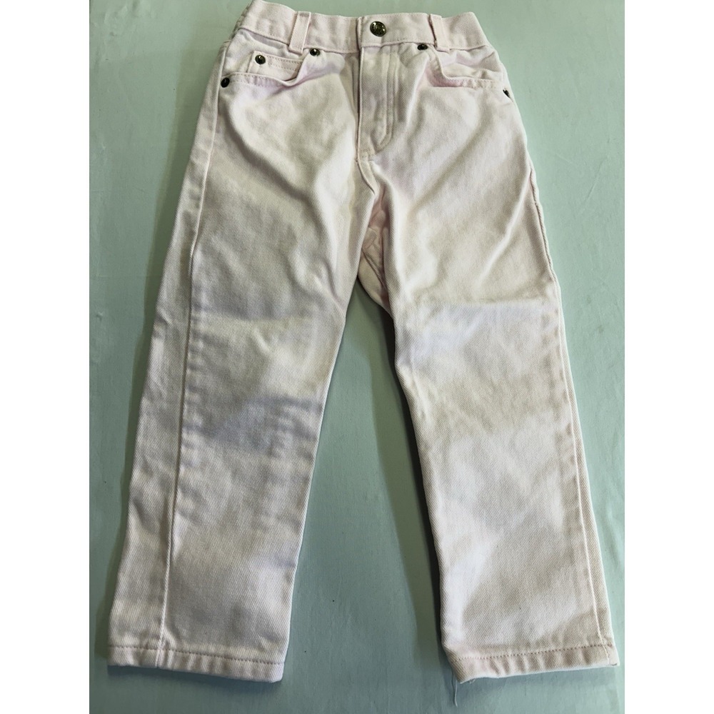 Vintage Y2K New Legends Girls Size 4 Pink Denim Jeans Elastic Waist Cotton